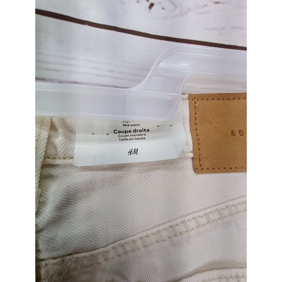 H&M &Denim Coupe Standard‎ Straight Leg Cream White Jeans Mid Waist Size 4 - Picture 10 of 11